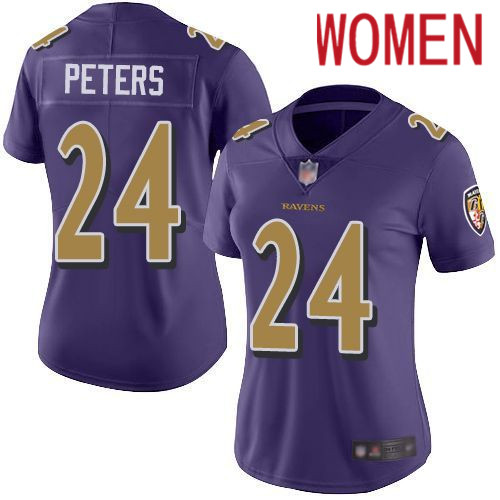 Women Baltimore Ravens #24 Marcus Peters Nike Purple Color Rush Legend Player NFL Jersey